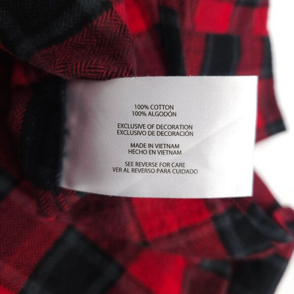 NWT Eddie Bauer Mens Medium Red Black Plaid Flannel Long Sleeve Button Up Shirt - Picture 4 of 7